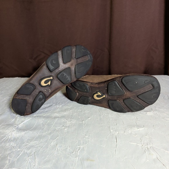 Olukai Moloa Shoes Mens Size 10 Brown Leather Slip On Water Beach Hawaiian main image 4